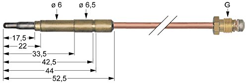Repagas Thermoelement Länge 1500mm Steckhülse ø 6,0(6,5) mm Steckhülse ø6,0(6,5) mm M8x1