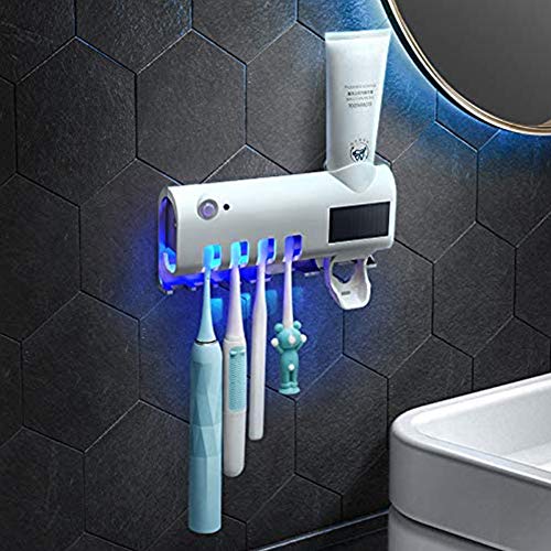 WANGXN Deep UV Zahnbürste Sterilisator Zahnpasta Halter Desinfektionsmittel mit UV-Wand Wandhalterung Zahnbürste Aufbewahrungshalterung