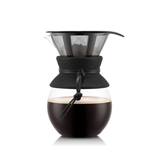 Bodum POUR OVER Kaffeebereiter mit Permanent-Kaffeefilter, 8 Tassen, 1.0 l, Edelstahl