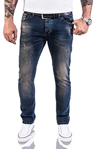 Rock Creek Designer Herren Jeans Hose Stretch Jeanshose Basic Slim Fit [RC-2116 - Blue Vintage - W38 L34]