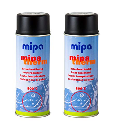 2x MIPA Mipatherm Schwarz Thermolack Ofenlack hitzebeständig bis 800°C 400 ml