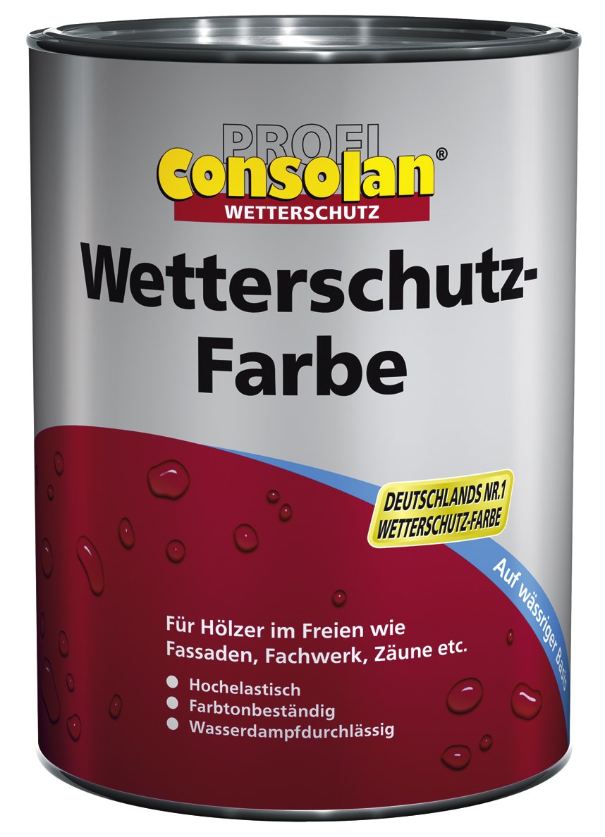 Consolan Profi Wetterschutzfarbe Holzschutz außen 2,5 Liter, Schwedenrot, 2.5 l (1er Pack)