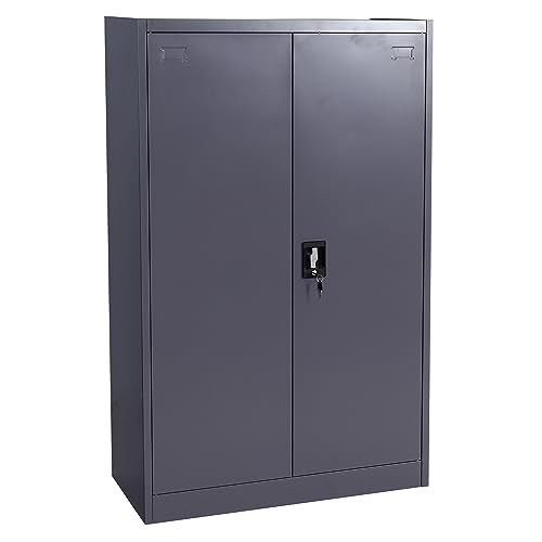Aktenschrank HWC-H17, Stahlschrank Büroschrank Schrank, 2 Türen abschließbar Metall - 140x90x40cm dunkelgrau
