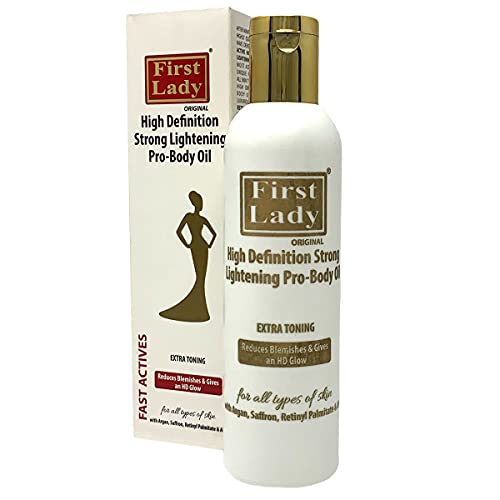 First Lady Premium High Definition Strong Skin Lightening Pro Body Oil 200 ml – mit Arganöl, Safran und AHA