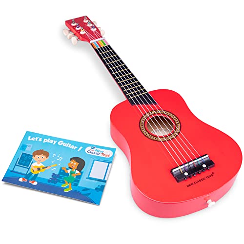 New Classic Toys - 10303 - Musikinstrument - Spielzeug Holzgitarre - De Luxe - Rot