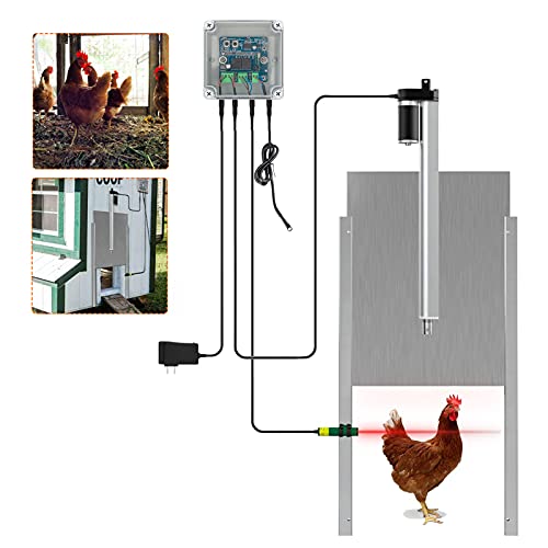 Fayelong Automatischer Hühnerstall-Türöffner-Kit Automatischer Hühnerstall-Türöffner und Schließer Regendichter Außenlichtsensor-Controller mit Infrarotsensor, 12-V-Gleichstromversorgung
