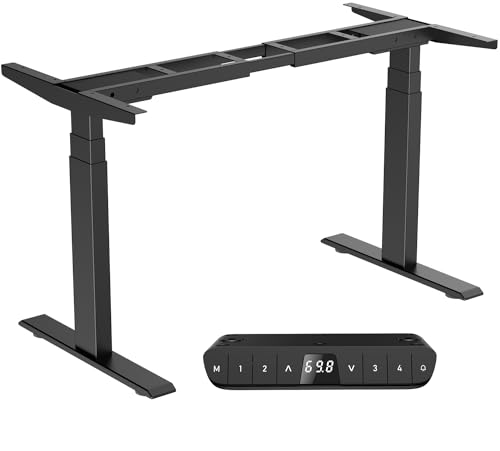 DeHong Höhenverstellbarer Stahlfüßen Schreibtisch Elektrisch langes Sitzen Erinnerung (Schwarz)