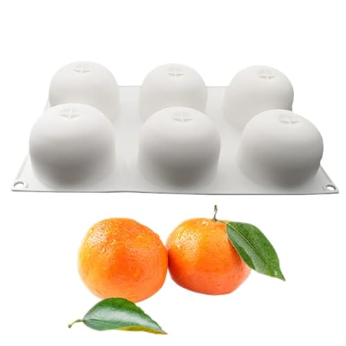 DUBENS 6 Löcher Extra Groß 3D Orange Mandarinr Form Mousse Silikon Schimmel, zum Backen Kuchen Dessert Fondant Schimmel Frucht Backwaren Pralinen Gebäckpfanne