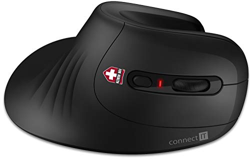 CONNECT IT FOR HEALTH ergonomische vertikale Maus (+ 1x kostenlose AA-Batterie), kabellos, schwarz (CMO-2900-BK)