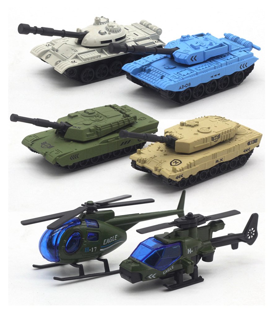 HorBous Legierung Armee Fahrzeugmodelle Auto Spielzeug, Mini Armee Spielzeug Tank, Jeep, Panzer, Pick-ups, Hubschrauber Spielset etc. 6 Stück Set Car Modell Maßstab 1:64 (Tank)