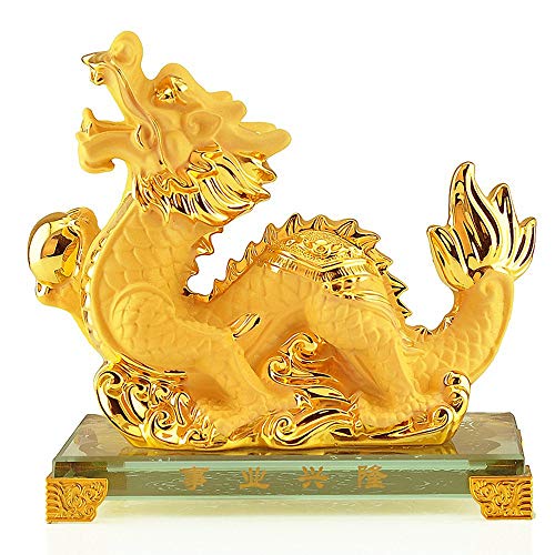 Benfa Chinesisches Zodiac Zwölf Tiere 2019 Neujahr Golden Resin Collecable Figurines Car oder Table Decor Statue,Dragon