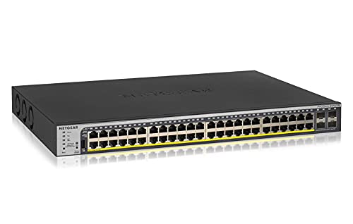 Netgear GS752TPP 52-Port Gigabit Ethernet LAN PoE Switch Smart Managed Pro (mit 48x PoE+ 760W, 4x 1G-SFP, Desktop- oder Rack-Montage mit ProSAFE Lifetime-Garantie) schwarz