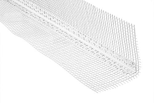 LEMAL Putzschienen PT10, PVC Kunststoff weiß, Armierungsgewebe außen (30 Meter / 15 Leisten) - Anputzleiste mit Gewebe Eckschutzprofil Trockenbau