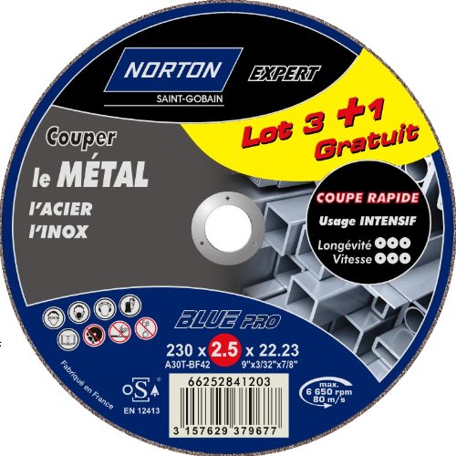 Norton Trennscheiben für Metall, 230 x 2,5 x 22,2 mm, 4 Stück