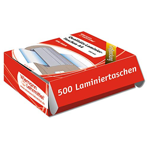 Laminiertaschen im A4-Format, Heißlaminierfolien, glänzend | Wiemann Lehrmittel (500 Stück – 150 mic)