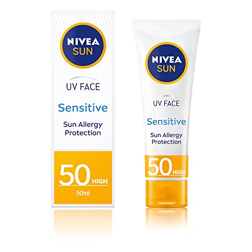 NIVEA SUN UV Gesicht Beruhigende Sensitive Creme LSF50 (50ml), Sensitive Face Sonnencreme, Sonnenschutz für empfindliche Bildschirme, Sonnencreme 50 mit Ultra Spektrum Schutz