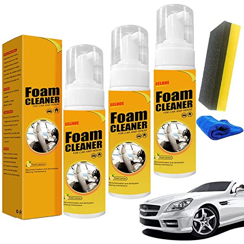 Neat Freakz Car Restoring Spray, Multi-Purpose Foam Cleaner, Foam Cleaner All Purpose, Spray Foam Cleaner Lemon Flavor, Foam Cleaner for Car and House, Powerful Stain Removal Kit (100ml,3pcs)