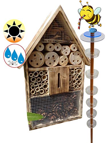 XXL-Wasserstelle Insekten + Haus mit 3,5M Oberfäche 100 cm mit Steher, Gartendeko Nistkasten, groß hell GEFLAMMT