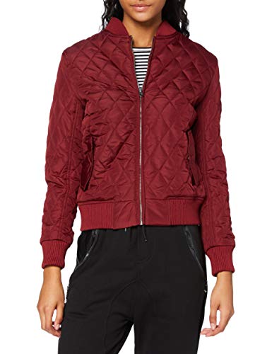 Urban Classics Damen Ladies Diamond Quilt Nylon Jacket Jacke, Rot (Burgundy 606), 36 (Herstellergröße: S)