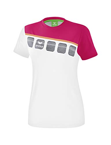 Erima Mädchen 5-C T-Shirt, weiß/Love Rose/Peach, 128