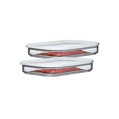 Mepal 106937030600 Modula Käse/Aufschnitt- Vorratsdose, Kunststoff, 550 ml, transparent/weiß (2er Pack)