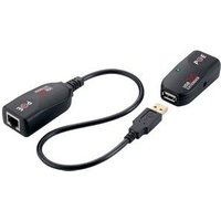 LogiLink USB 2.0 Extender-Set, PoE geeignet, schwarz Anschluss: USB-A Stecker - RJ45 Kupplung, Erweiterung bis zu - 1 Stück (UA0207)