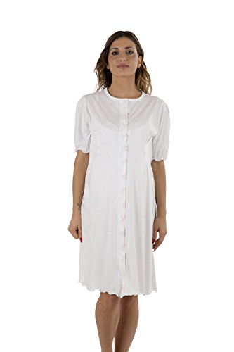 Premamy - Klinisches Shirt für Mutterschaft, offene Front Kleid, Jersey Baumwolle, prä-Post-Partum - Weiß - VII (XXL)