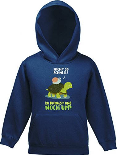 ShirtStreet Turtle Kinder Kids Kapuzen Hoodie - Pullover mit Turbo Schildkröte Motiv, Größe: 140,Navy