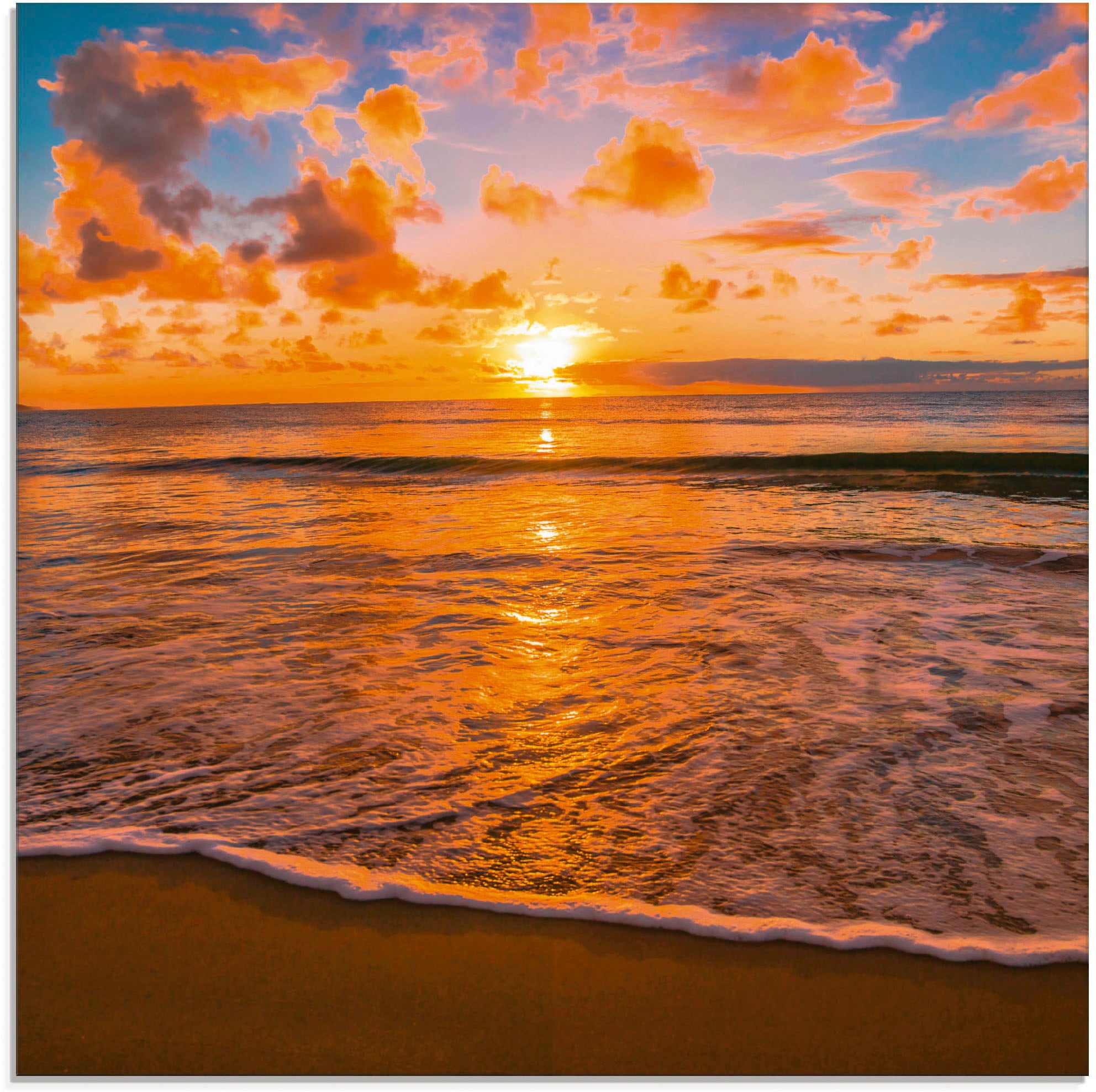 Artland Glasbild "Sonnenuntergang am Strand", Sonnenaufgang & -untergang, (1 St.)