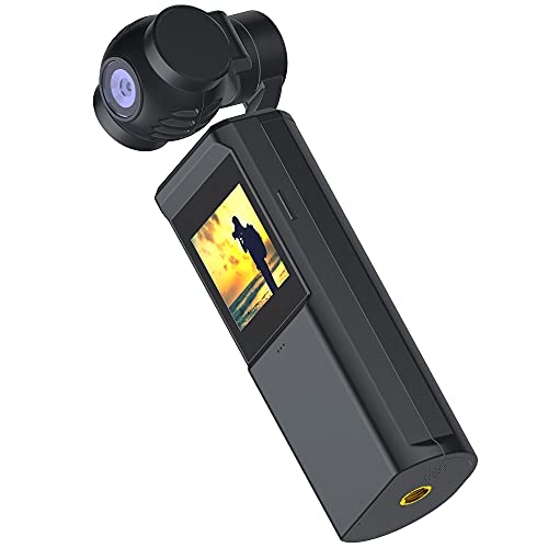 PNJ Pocket 4K Kamera mit 3-Achsen-Stabilisierung und Touchscreen, kompatibel mit Android und iOS Smartphones