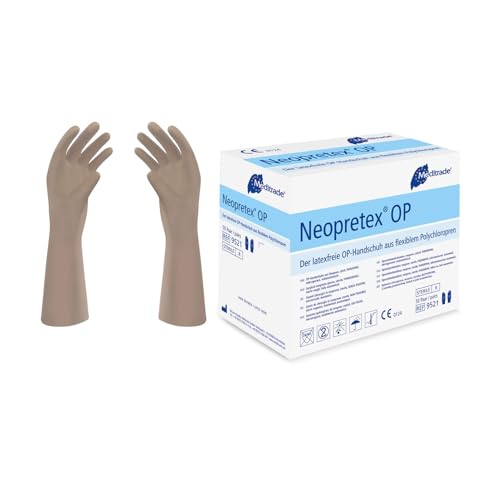 Meditrade 952185 Neopretex Flexiblem Polychloropren Latexfreie OP-Handschuh, Steril, Puderfrei, Größe 8,5 (100-er pack)