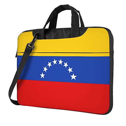 Bedruckte Laptop-Umhängetasche, Motiv: Flagge von Venezuela, Schwarz , 13 inch