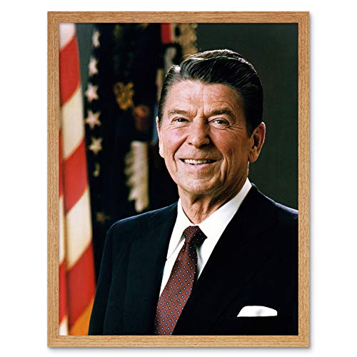 Official Portrait US President Ronald Reagan Photo Art Print Framed Poster Wall Decor 12x16 inch Porträt Präsident Fotografieren Wand Deko
