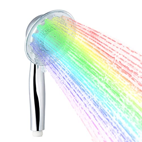 LEDGLE LED Duschkopf mit Farbwechsel LED Handbrause, 7 Farben Licht Automatische, Einstellbare Wasserdurchfluss