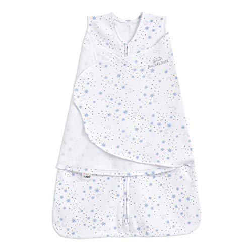 HALO Schlafsack aus 100 % Baumwolle, 3-fach verstellbare, tragbare Decke, TOG 1.5, Midnight Moons Blue, Neugeborene, 0-3 Monate