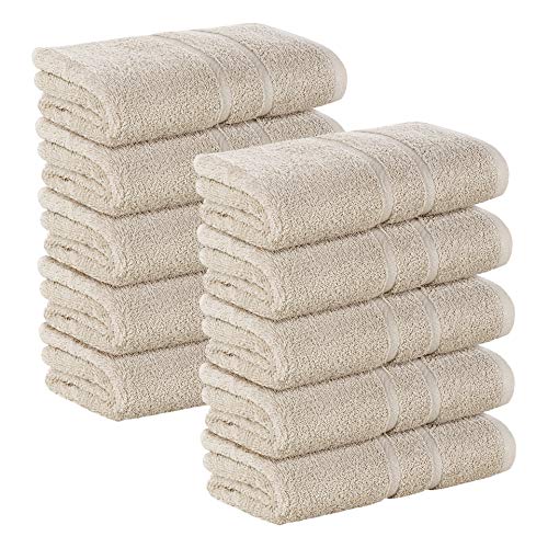 10 Stück Premium Frottee Handtücher 50x100 cm in Sand Creme von StickandShine in 500g/m² aus 100% Baumwolle