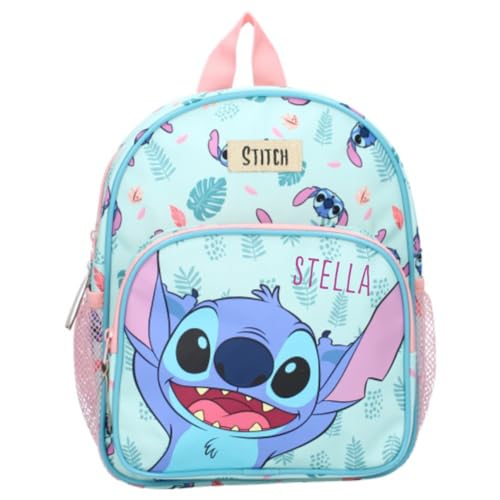 minimutz Kindergarten-Rucksack Disney Stitch - Personalisiert mit Name - Kleiner Rucksack Kinder - Freizeitrucksack mit Netztaschen