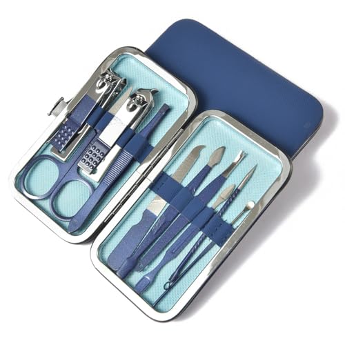 Nagelknipser-Set, Zange für abgestorbene Haut, Nagelschneiden, Nagelnut, Maniküre-Werkzeug, Nagelspitzenknipser, 10 Stück, Blau, A