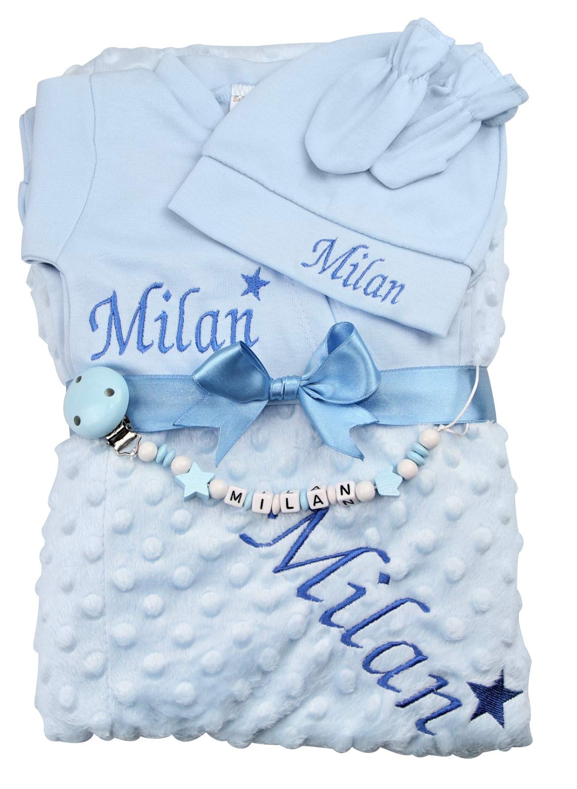 Baby Erstlingsset personalisiert Junge blau