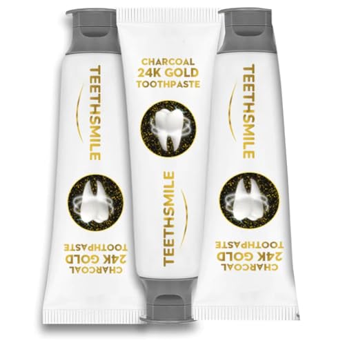 UNPRE Charcoal 24K Gold Whitening Zahnpasta, 24K Pure Gold Whitening Zahnpasta, Flecken Entfernen, Empfindliche Zähne Reparieren, Frischer Atem (3 Stück)
