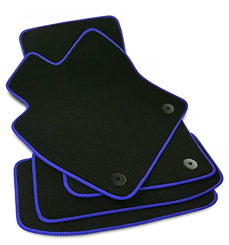 Premium Fußmatten für Seat Leon 3 5F Velours SCHWARZ Nubuk-Band Blau Automatten NEU