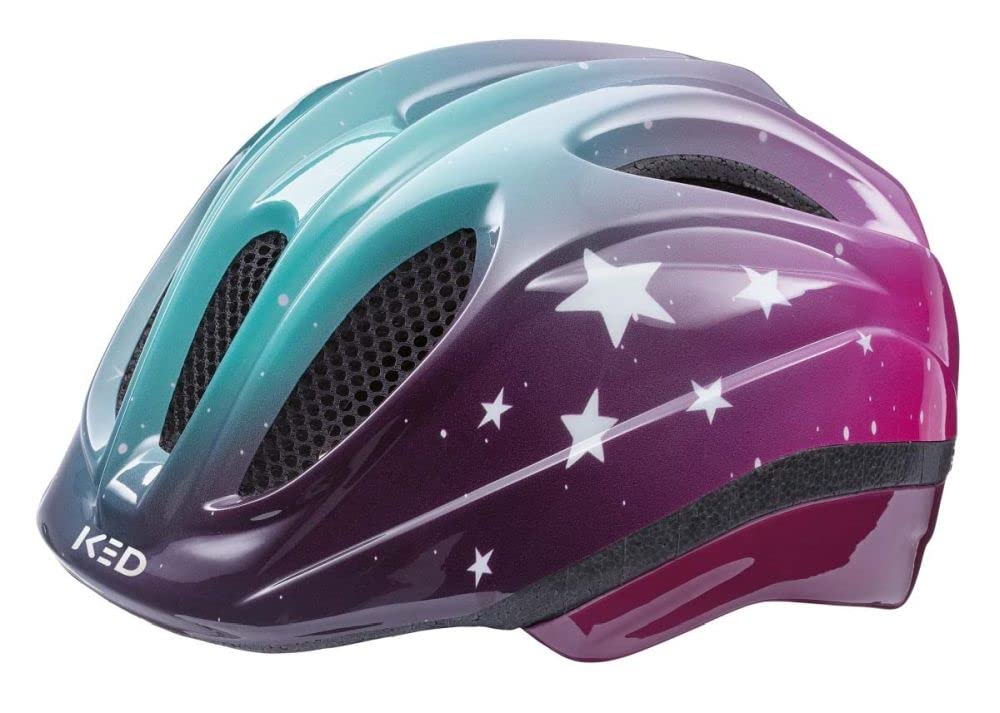 KED - Meggy Trend - Fahrradhelm - Stars pink Aqua - 52-58 cm - inkl. RennMaxe Klackband - Kinder Jugendliche - MTB BMX City Cross