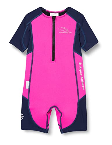 Aqua Sphere Unisex Jugend Stingray Hp Short Sleeve Wetsuit, rosa/Blau, 104 (Herstellergröße: 2 Jahre)