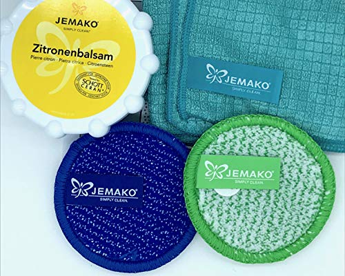 Jemako Küchenset: 4 x Zitronenbalsam a 350gr, 2 x Profituch 40 x45 türkis, Duo-Pad Mini 9,5 cm blau+grün