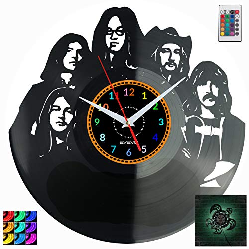 EVEVO Deep Purple Wanduhr RGB LED Pilot Wanduhr Vinyl Schallplatte Retro-Uhr Handgefertigt Vintage-Geschenk Style Raum Home Dekorationen Tolles Geschenk Uhr