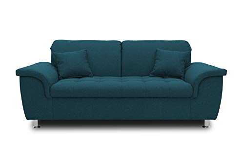 DOMO. collection Franzi Sofa, 2-Sitzer Couch, 2er Garnitur mit Nackenfunktion, Polstergarnitur, türkis, 190x105x81 cm