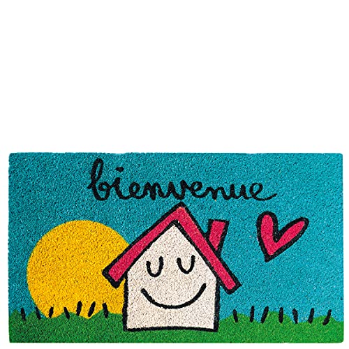 Laroom Fußmatte Haus & Sol Willkommen, Mehrfarbig, 40 x 70 x 1,8 cm