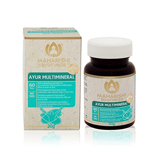 Maharishi Ayurveda Ayur Multimineral Ayurveda Dietary Supplement | Kalzium, Eisen und Zink mit wertvollen ayurvedischen Kräutern 60 Tabletten Pack von 1