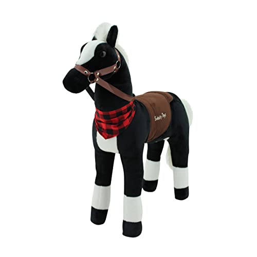 Sweety Toys 7660 Plüsch Stehpferd Sicherheit ! Little Black Diamond Höhe 80 cm Riesenpferd Robustes, stabiles Reitpferd Stahlunterbau Keine STYROPORFORM- sehr robust , kein Wackeln,