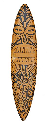 Interlifestyle Surfboard 100cm Dekoration Maori Moai Surbrett im Tiki Beach Style Hawaii